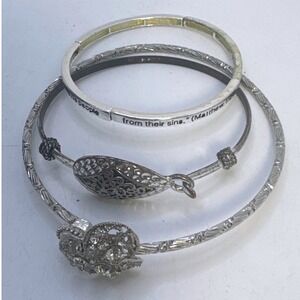 Unbranded Bracelet Set Womens OS Silver Good Religious Scripture‎ Stack 3pc